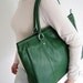 Leather tote bag green-- handmade Leather bag/ Messenger/ Diaper bag/ Shoulder bag/ Tote/ Handbag/ Hip bag/ Women