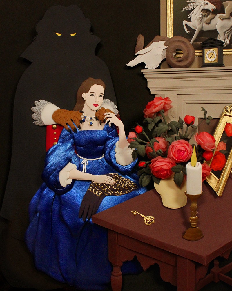 Beauty and the Beast - Giclee Print of Paper Illustration 8inx10in