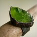 Big Rough Peridot Birch Bark Ring Sterling Silver Rustic Oxidized - Custom select your stone and size