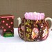 Insulated Reversible Brown Floral cozy for medium to large Tea Pot Ready to ship