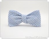 The Tonic - Blue and White Seersucker Bow Tie