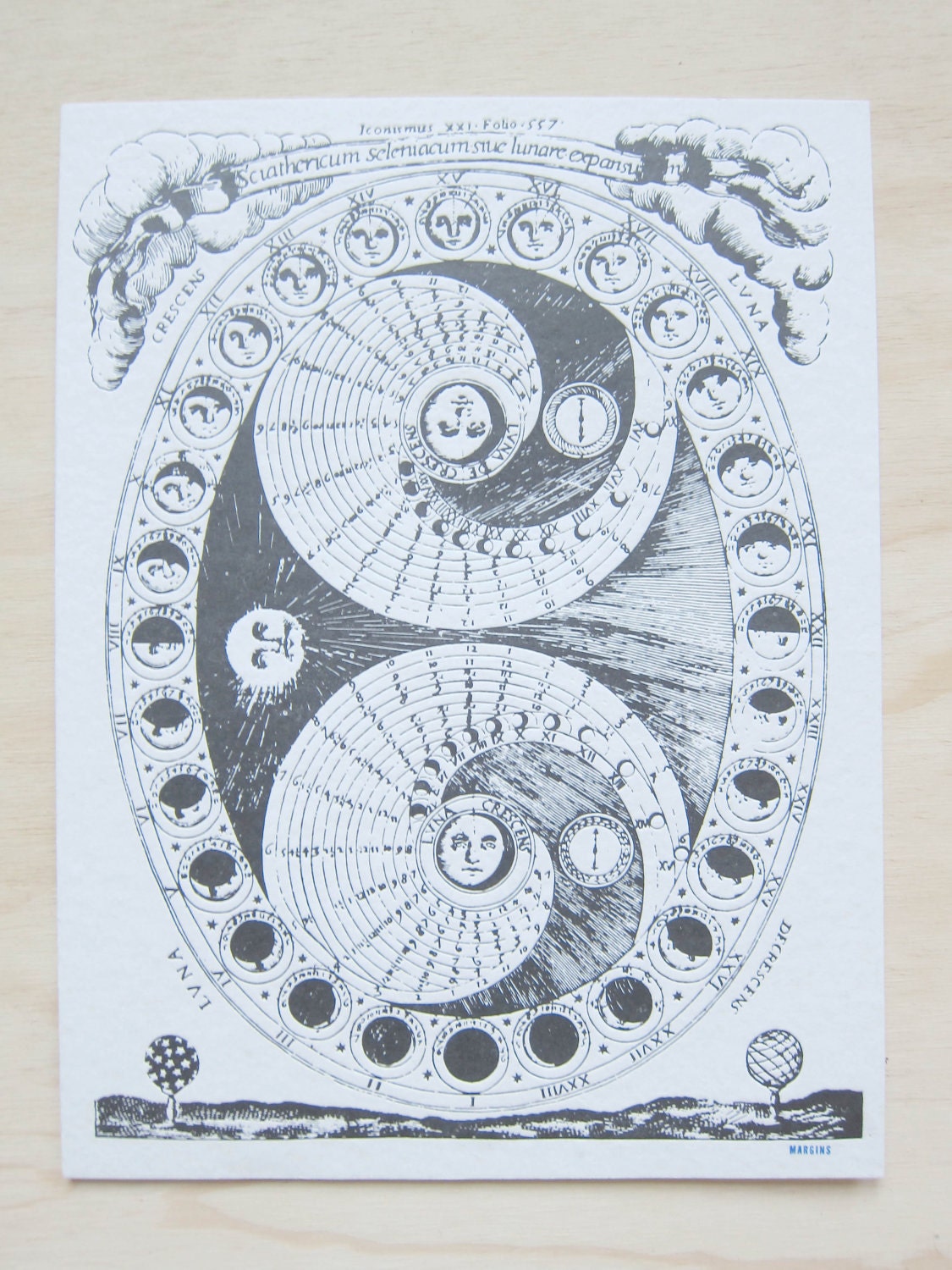 NEW Perpetual Lunar Calendar LETTERPRESS