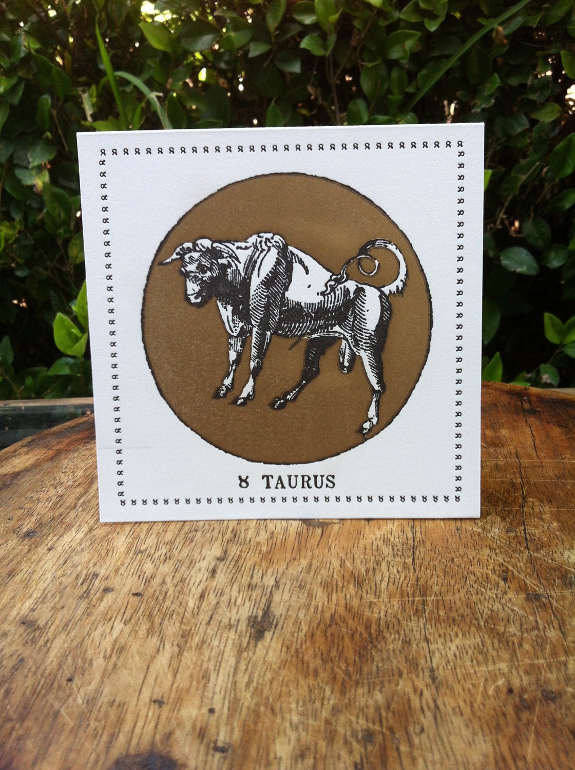 Zodiac Card ... TAURUS . April 20 - May 20 //// Hand Letterpressed