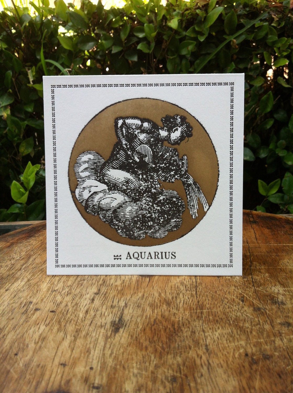 Zodiac Card ... AQUARIUS . January 20 - February 18 //// Hand Letterpressed