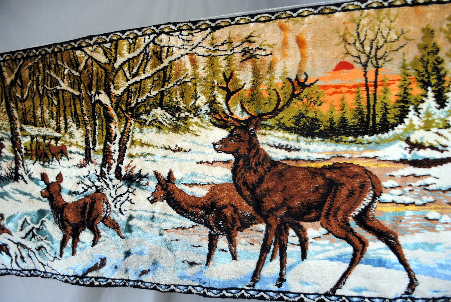 Vintage Deer Nature Rug Wall Hanging Tapestry by RogueRetro