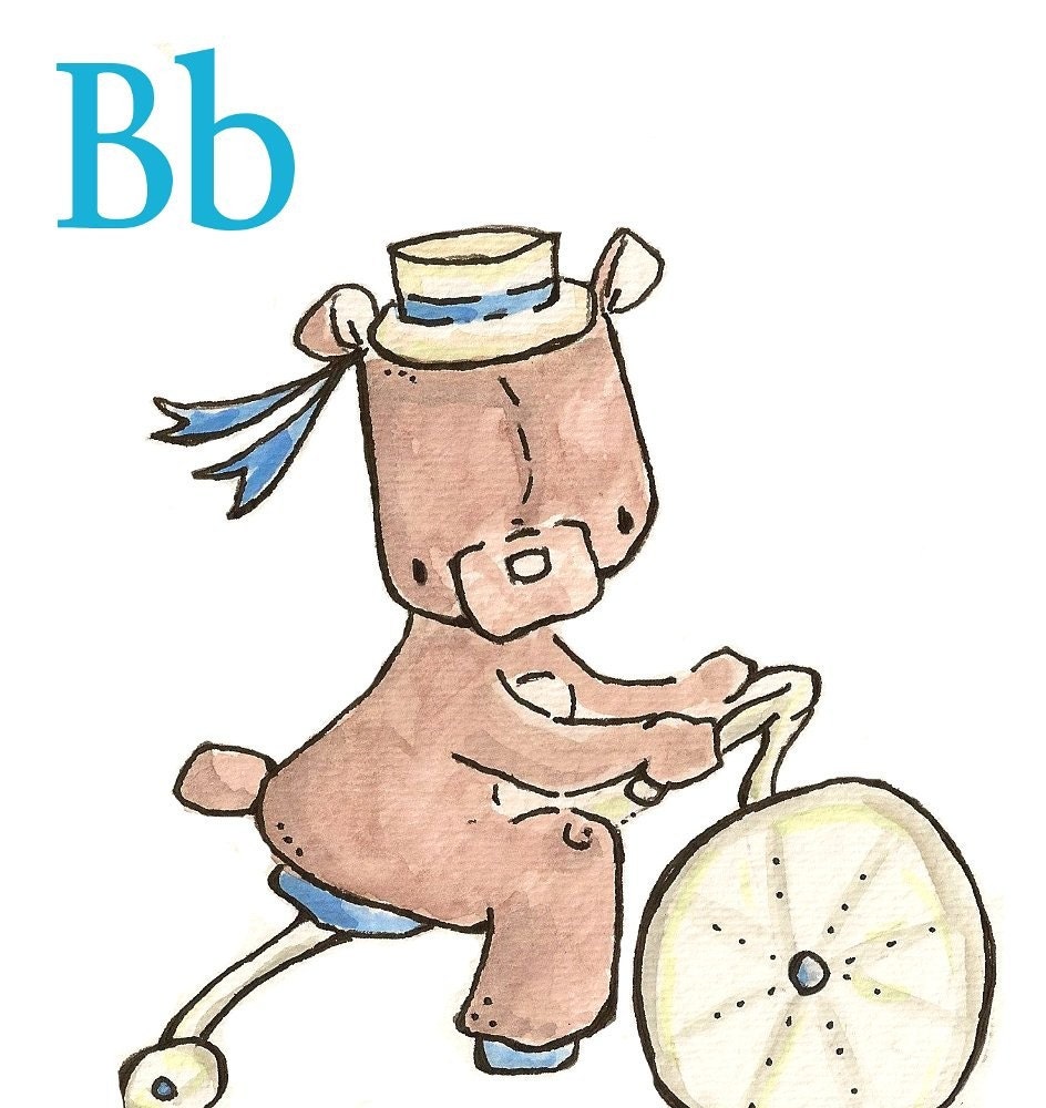 B is for Bear. ALPHABET PRINT. 5X7 Nursery Art Wall Decor