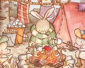 Children Art Print. The Camping Trip. PRINT 8X10. Nursery Art Home Decor
