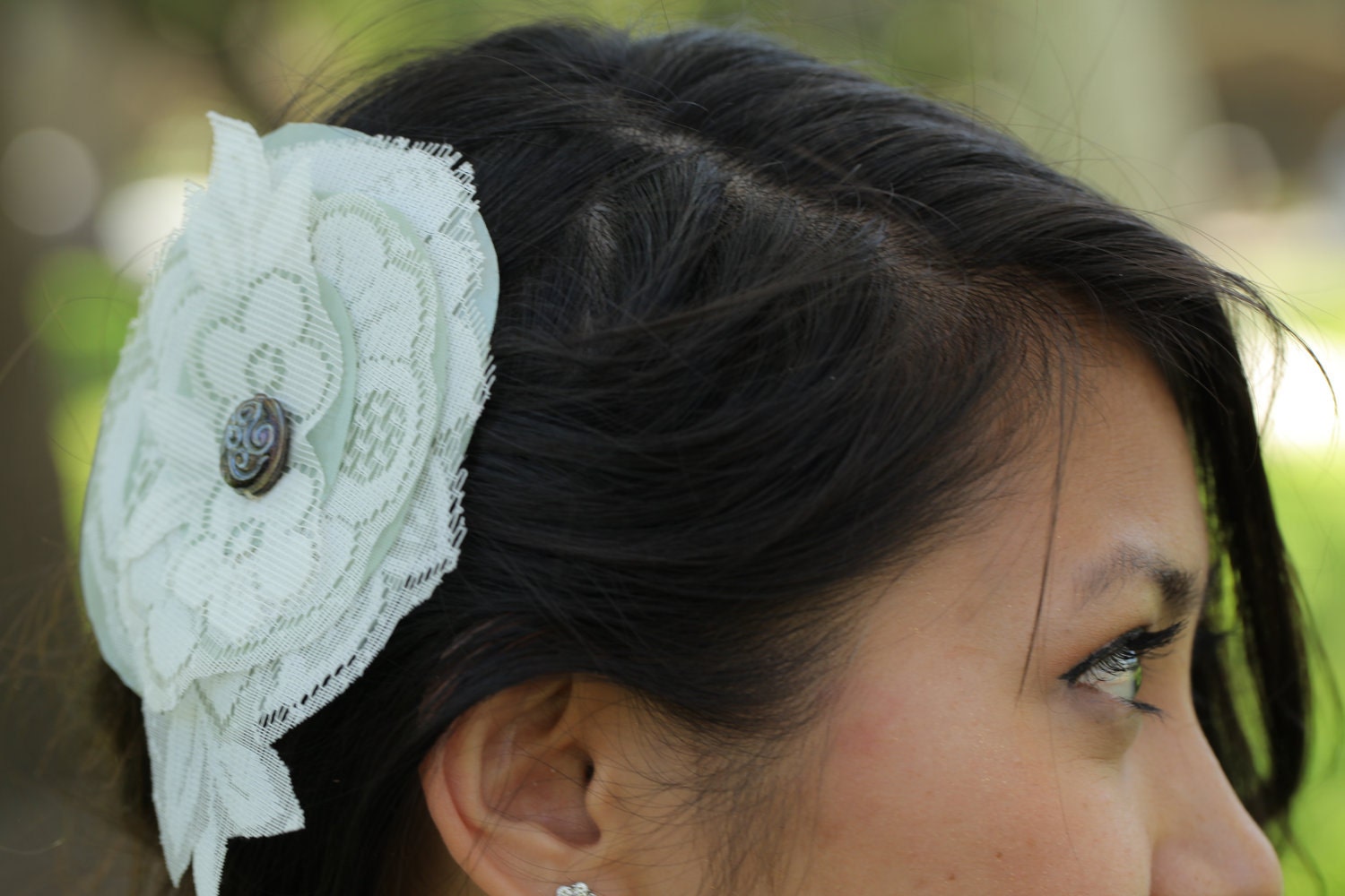 Vintage Fabric Round Hair Clip