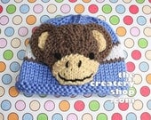 My Little Monkey Applique Baby Hat Knitting Pattern (PDF)