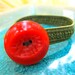 Tangerine Treat...Hand-Sewn Vintage 50s Textured Orange Lucite Button Ponytail Holder (FREE Shipping)