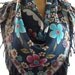 Anatolian Cotton Gauze Scarf..Limited supply....Petrol Blue with Pink and Turquoise Flowers...Hottest Mediterranean Trend..