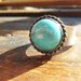 Turquoise and Silver Adjustable Band Ring - Vintage Upcycled Silver and Turquoise Ring - Eco Mother's Day