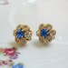 SALE - sapphire Blue Vintage Rhinestone Flower Cluster Petite Post Earrings - Mother's Day Gift