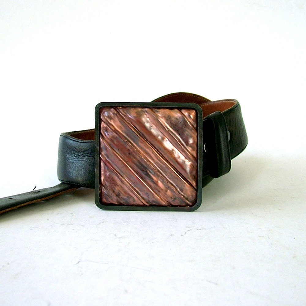 Copper Foldform Belt Buckle: Pleat