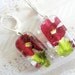 Enchanted-Red Verbena, Maroon Alyssum Atop Frosted Ferns-Pressed Flower Glass Rectangle Dangle Earrings-Symbolizes Enchantment, Admiration