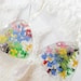 Rainbow Summer Garden-Queen Anne's Lace Pressed Flower Glass Triangle Dangle Earrings-Symbolizes Peace