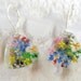 Rainbow Summer Garden-Queen Anne's Lace Pressed Flower Glass Triangle Dangle Earrings-Symbolizes Peace