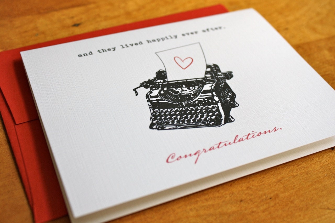 Congratulations Wedding Card - Typewriter Fairy Tale