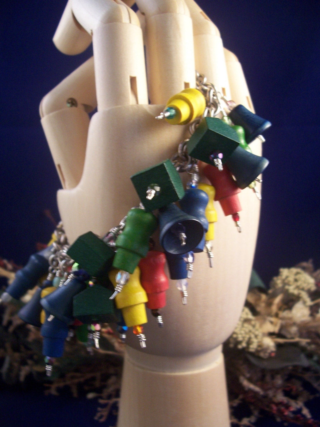Repurposed Vintage Child's Wooden Game Piece Bracelet