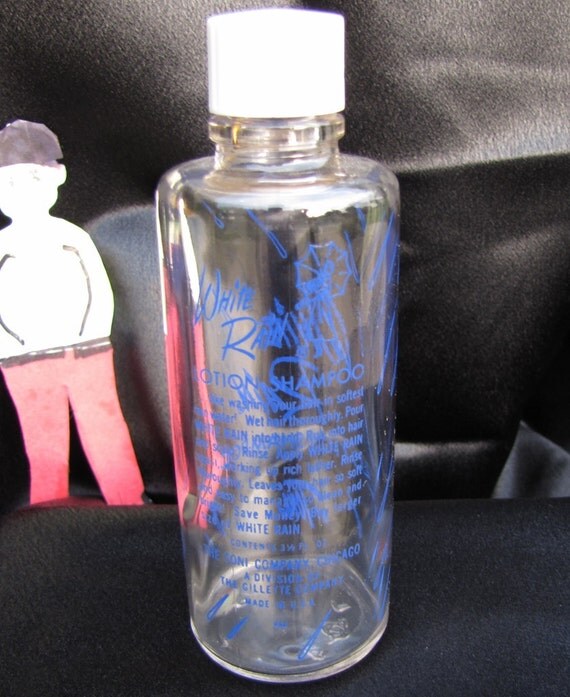 SALE Retro Vintage White Rain Shampoo glass by KLBVintageWares