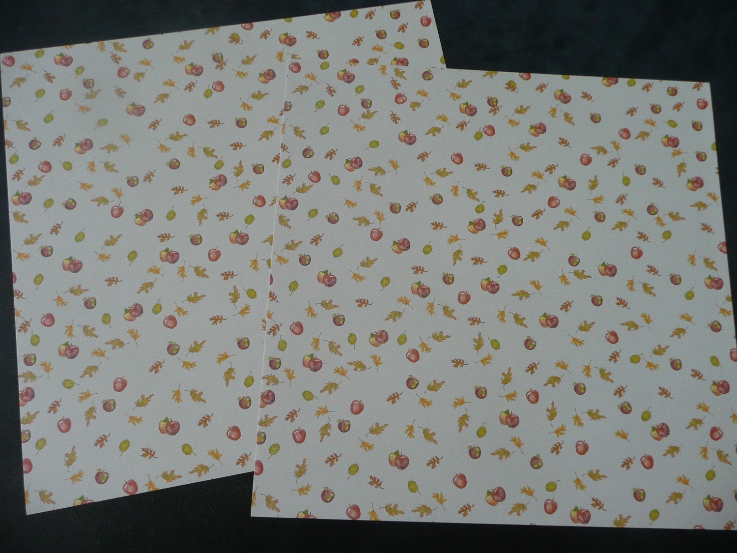 HARVEST 12 x 12 Scrapbooking Paper by Stemma (2 sheets) - Buy 5 sets get 1 FREE- Leaves, Apples