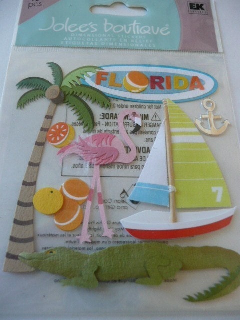 FLORIDA PALMS Scrapbooking Jolee's Boutique Scrapbooking Supplies Stickers - Tree, Flamingo - your trip or vacation