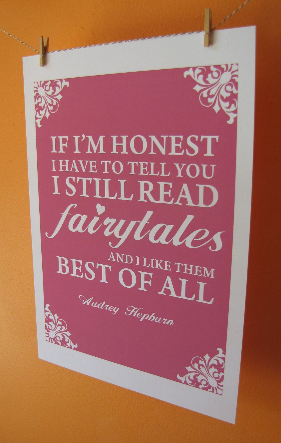 Fairytale Audrey Hepburn Quote  A4 Size Art Poster Print