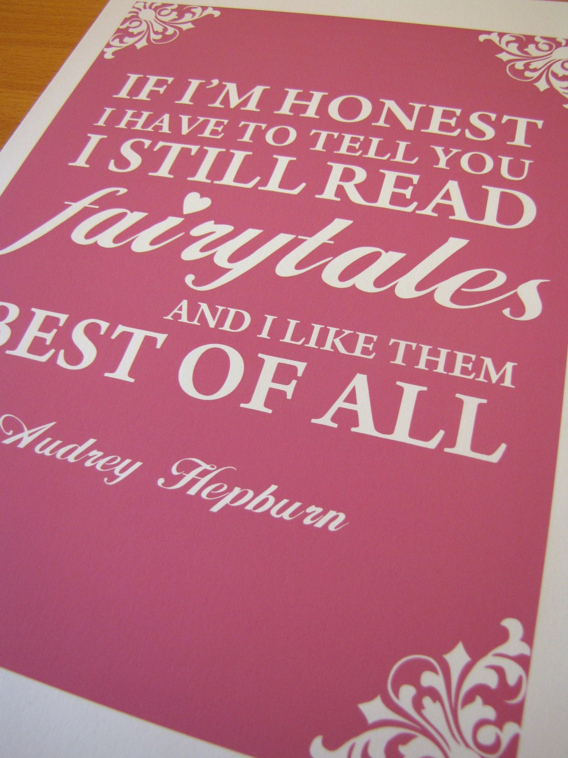 Fairytale Audrey Hepburn Quote  A4 Size Art Poster Print