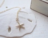 3D Gold Starfish Necklace,14k Gold Filled Chain, Sea Star Pendant