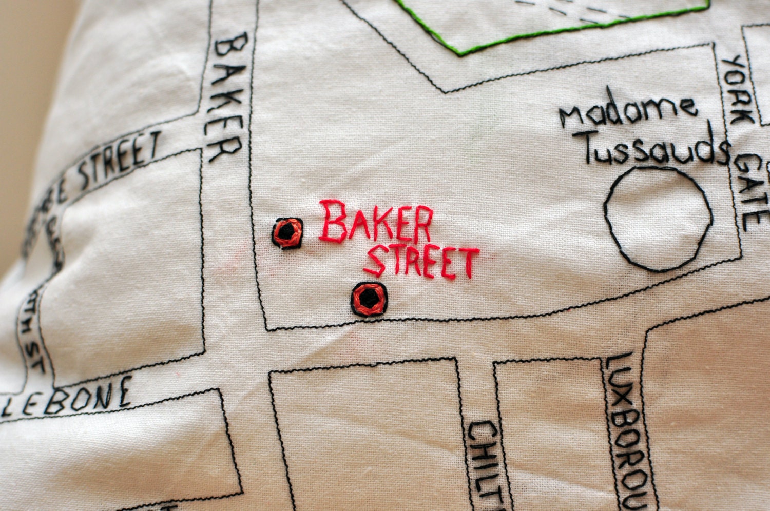 Embroidered London Map Cushion - Regent Park