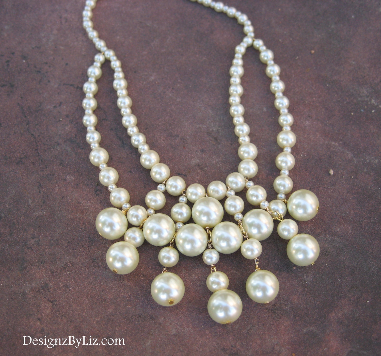 Bib of Pearls, chunky bib statement necklace