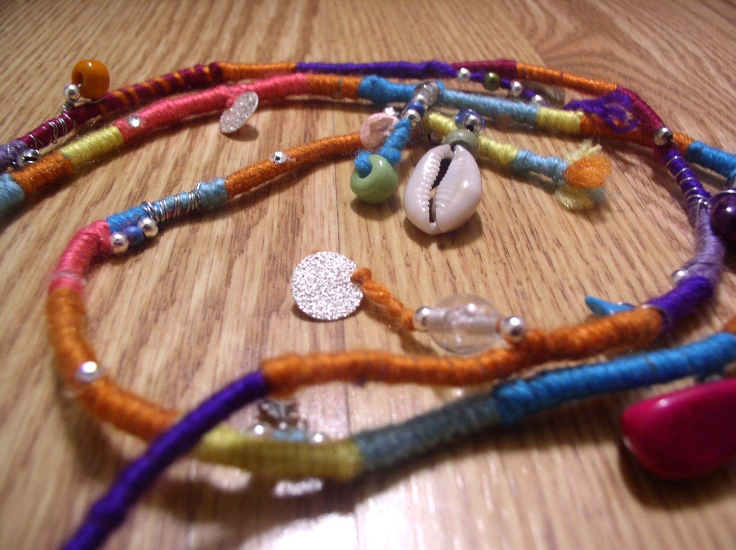 Your Custom order BELLs & Beads Hippie Girl hair wrap Extension- ONE EXTENSION Pick your first 3 colors