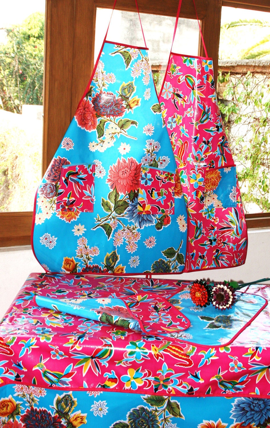 OilCloth Tablecloth Custom to make your heart a happy one-large