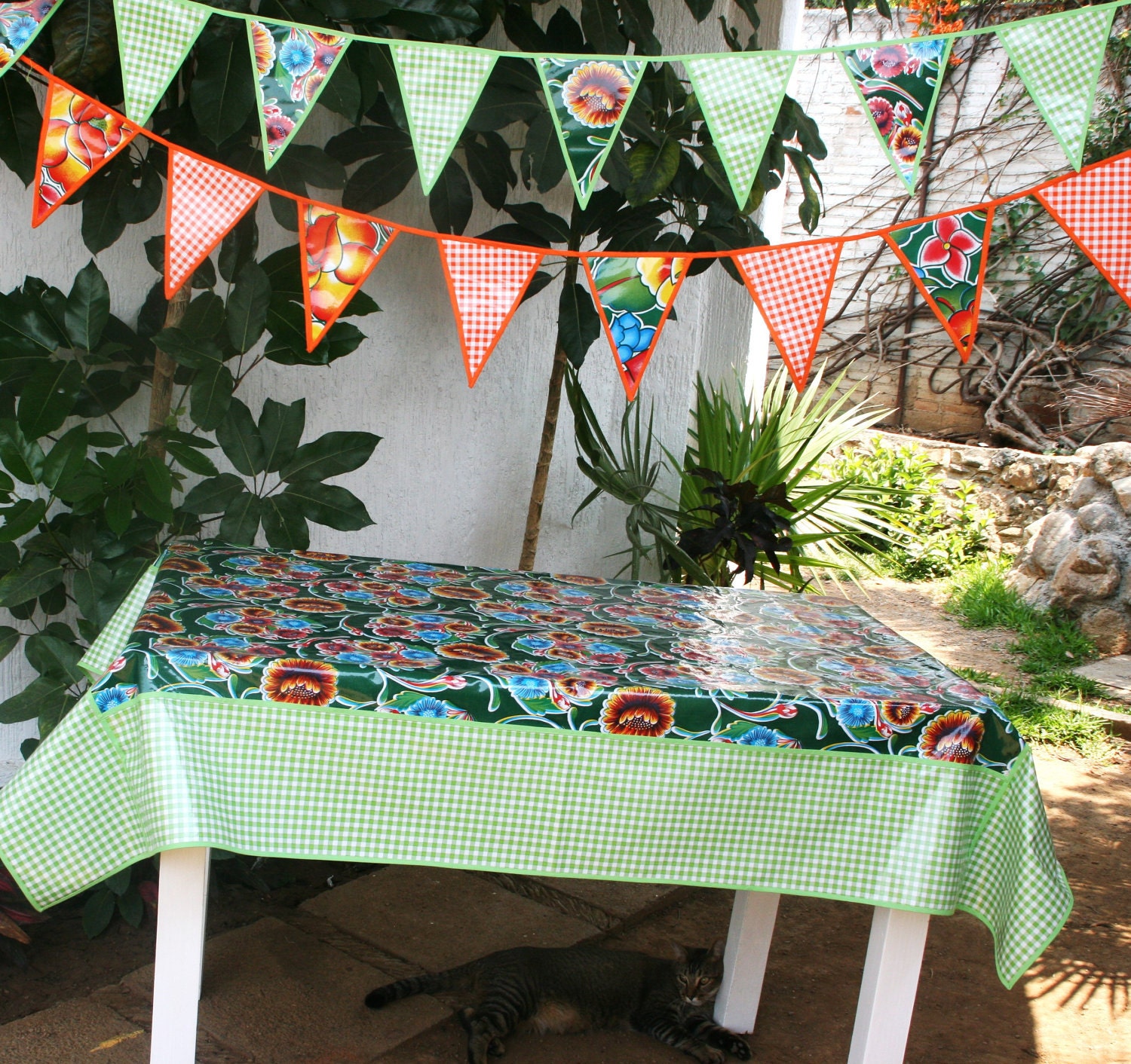 Summer Time is here OilCloth Tablecloth Custom to make your heart a happy one Small