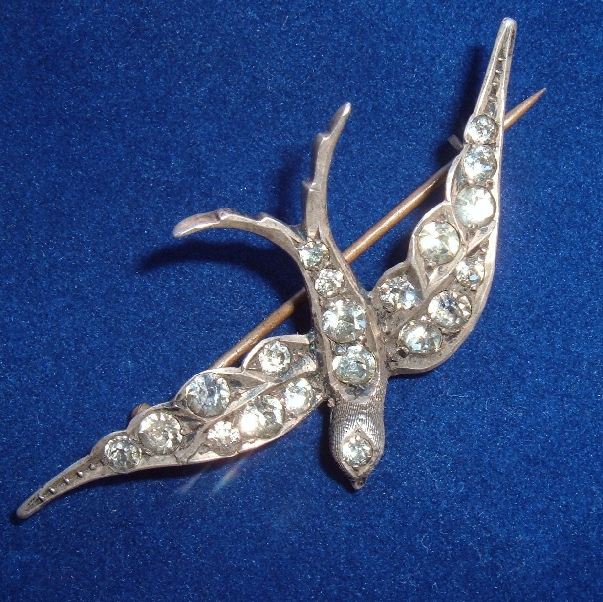 Reserved listing for msimon2 -Large Victorian Art Nouveau Sterling Silver Paste Bird Brooch