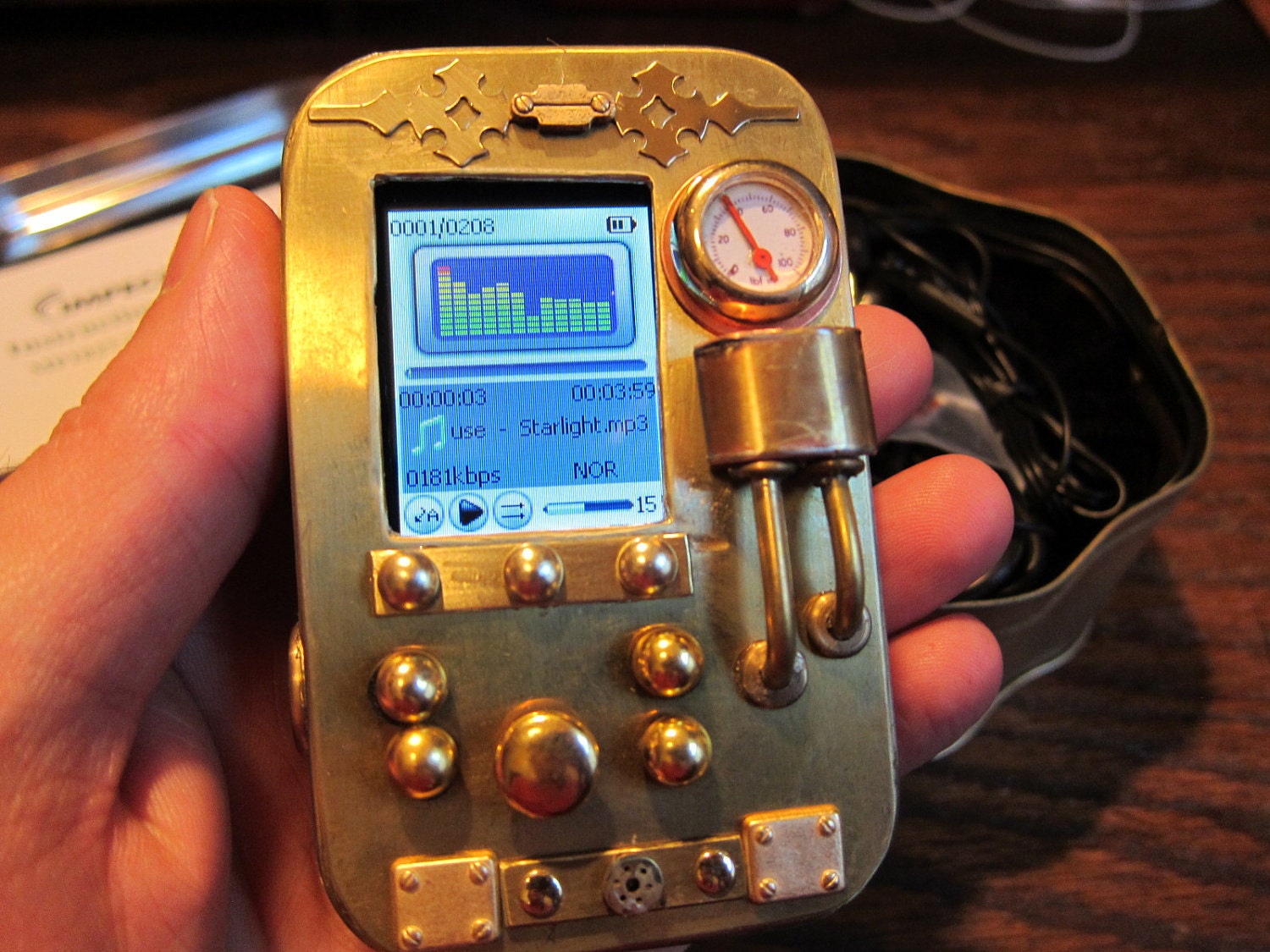 the Pocket Music Library, a Steampunk MP3 player