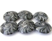 Swirl Beads Polymer Clay in Black and Gray - Set of 6