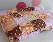 Shabby Chic Boutique Rag Quilt-  pinks, browns, oranges