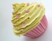 FAKE CUPCAKE for photography session props shoot ,first birthday party centerpieces bakery,girls room yellow icing unique gifts