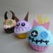 Guy Monster Christmas Ornament Fake Cupcake for photography session props or for girls and boys rooms decoration