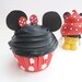 Minnie Mouse Cupcake fake cupcake Christmas ornament and Theme birthday party decoration and first birthday picture photo prop black icing
