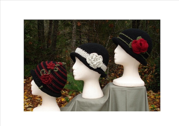 Crochet Patterns PDF - Rolled Brim Cloche Hats -  PA-102