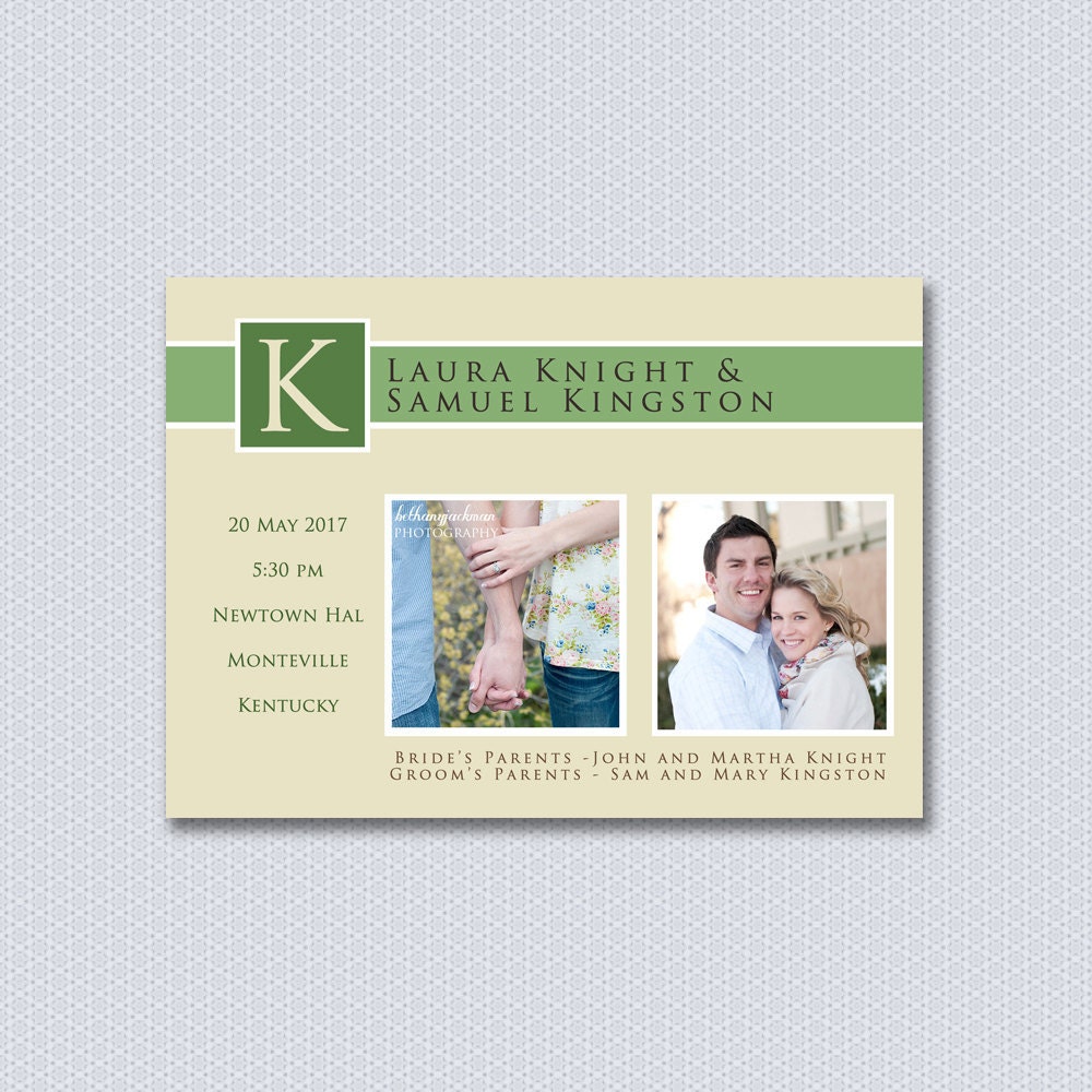 Bold Monogram with Engagement Photo, a Printable Wedding Invitation