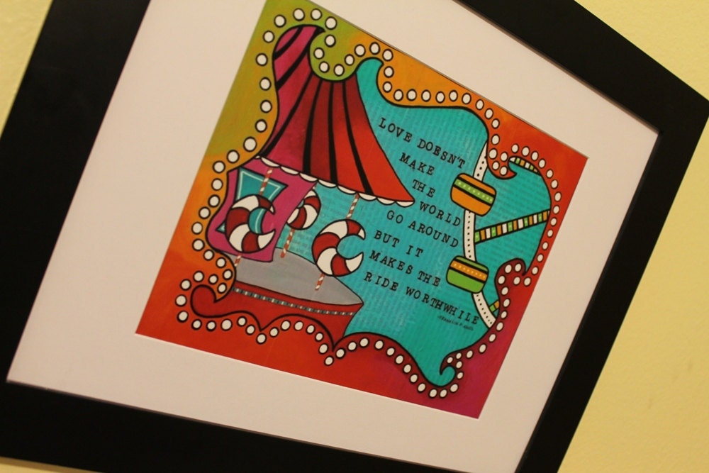 8x10 CARNIVAL high quality print of original mixed media art with quote