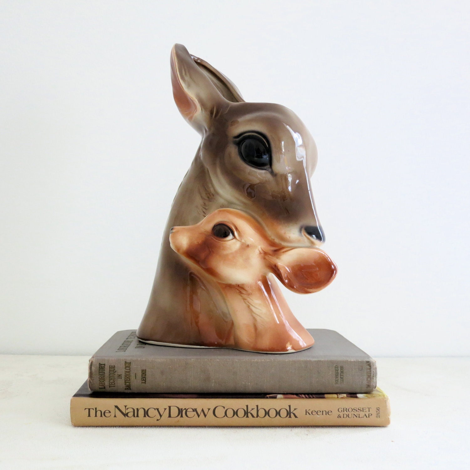 Vintage Antique Mid Century Royal Copley Deer Doe and Fawn Planter Statue Vase