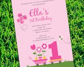 PERSONALIZED Spring Garden Birthday Party Invitations (Digital File)