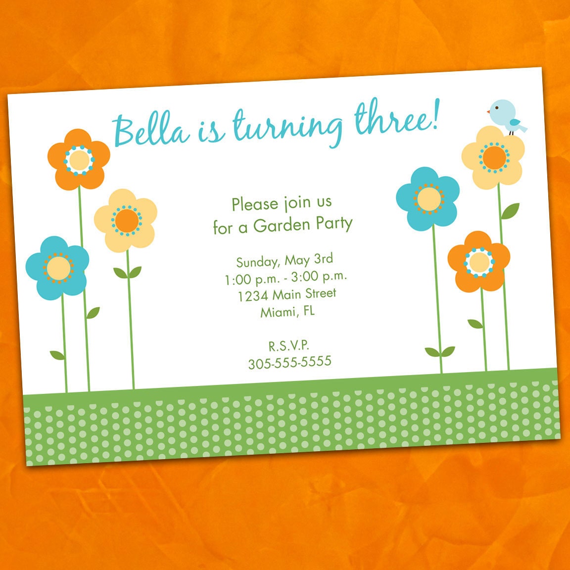 PERSONALIZED Spring Flowers Birthday Party Invitation (Digital File)