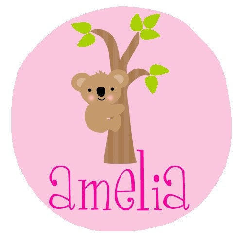 Personalized Adorable KOALA BEAR in a TREE Design Baby Bodysuit or Toddler Tee - Available in various colors and sizes