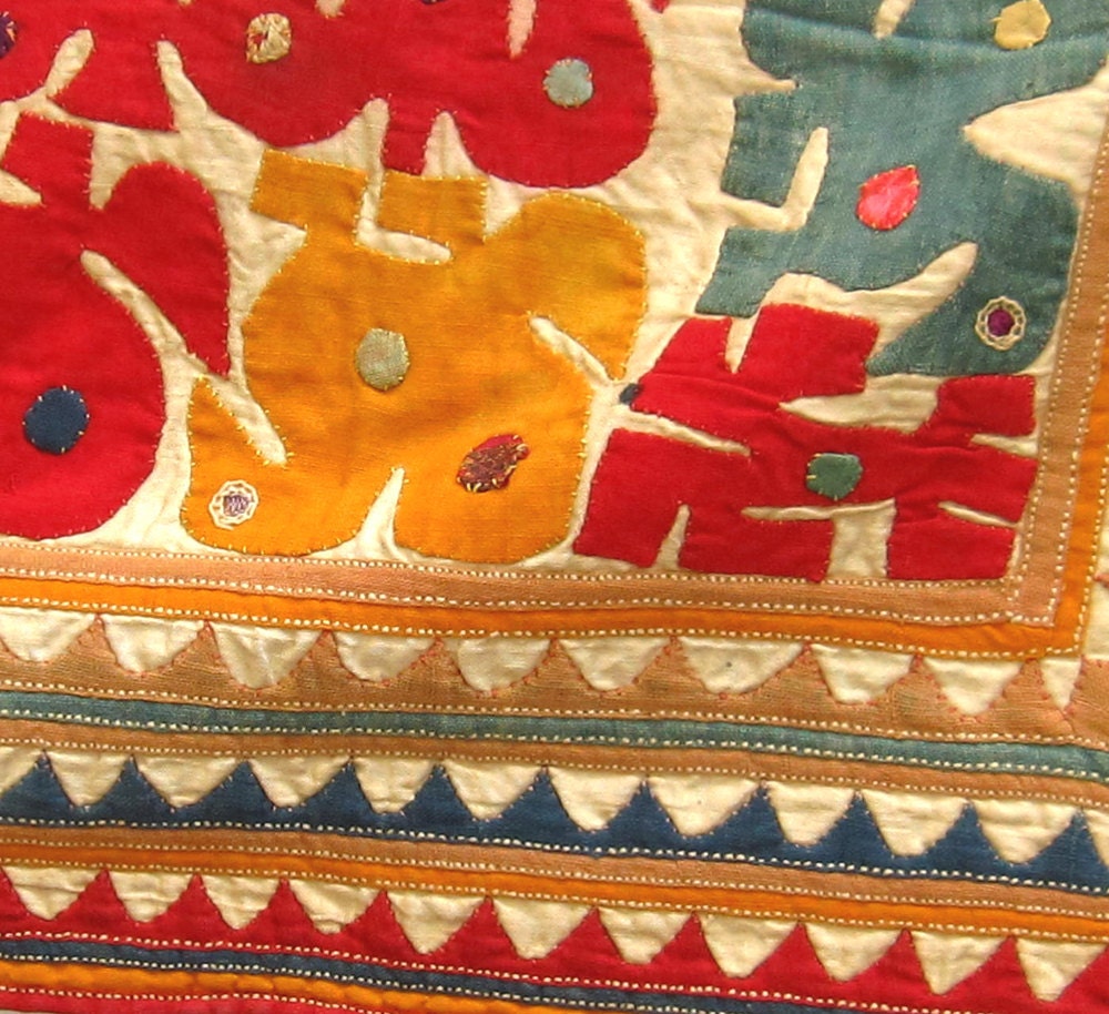 Antique Applique, folk art embroidery textile 21