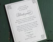 Bridesmaid / never speaking Letterpress Card